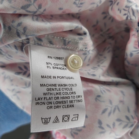 Rochelle Behrens The Shirt Button Collar Long Sleeve Floral Cotton Stretch Mediu - Picture 6 of 6